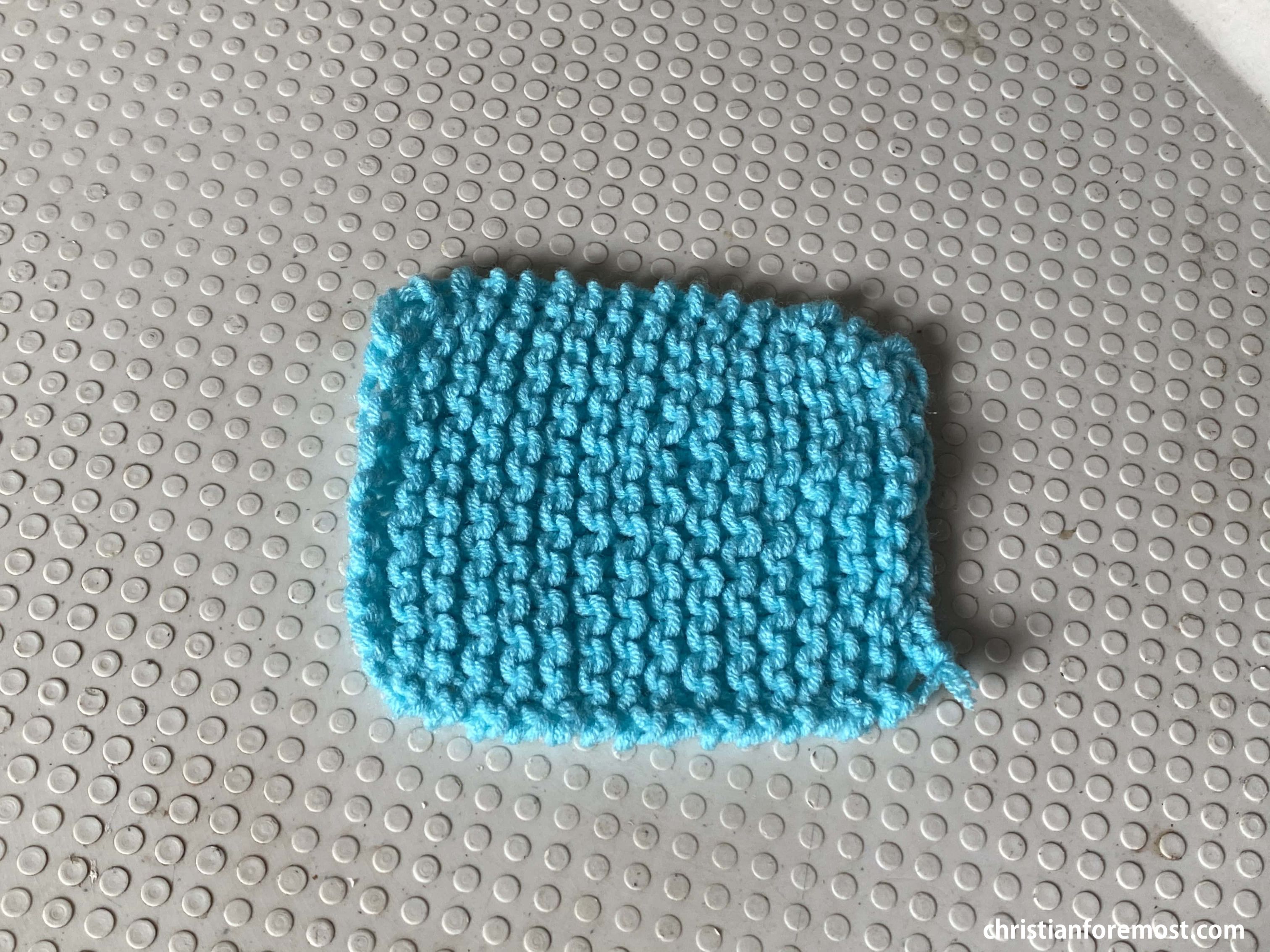 purling sample knitting