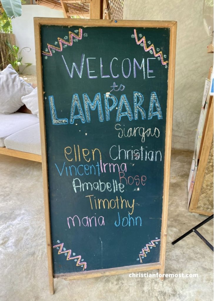Lampara Siargao Welcome Board