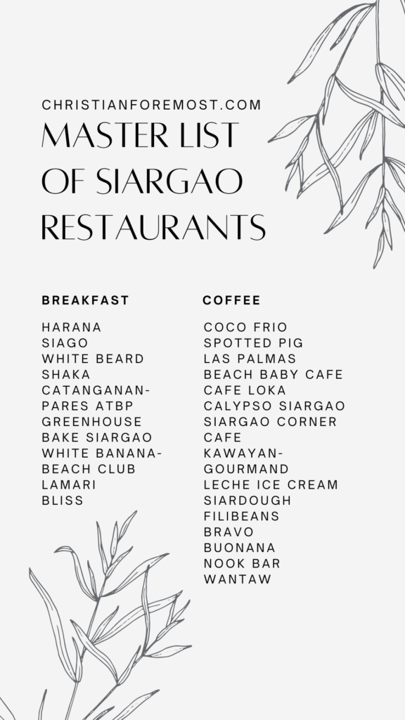 Master List of Restaurants in Siargao for Breakfast and Coffee!