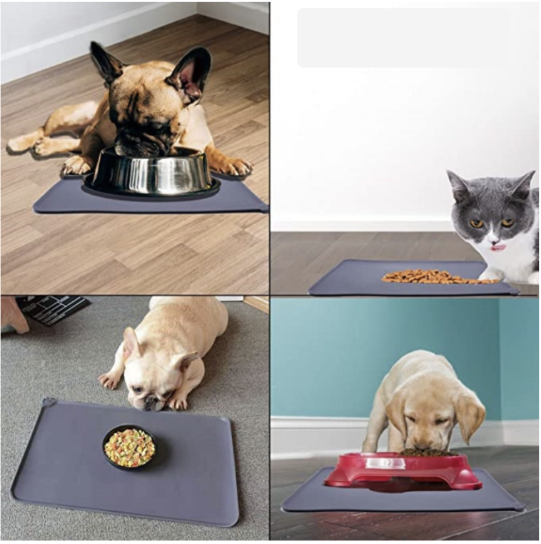 Silicone Waterproof Pet Food plate Mat Pad, Non slip pet dog Feeding Tray Mat Easy Washing
