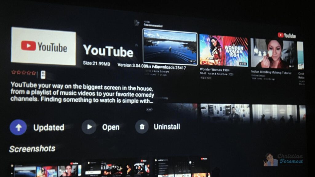 LUMOS FLOAT 360 projector youtube app